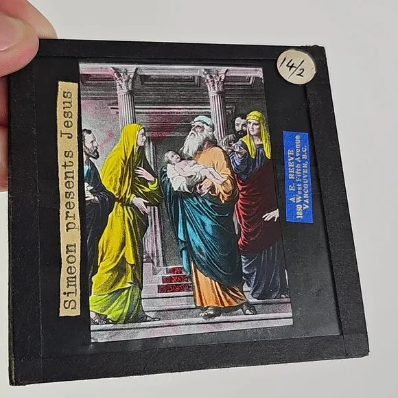 Antique Magic Lantern Slides Religious Biblical Set Reeve Vancouver Glass 8pcs - Picture 10 of 16